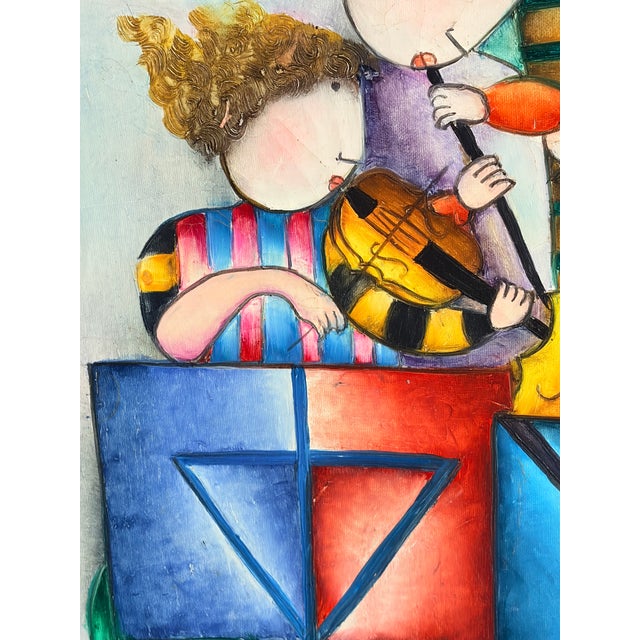 1980s 1980s Puffy People Musical Quartet Painting For Sale - Image 5 of 6