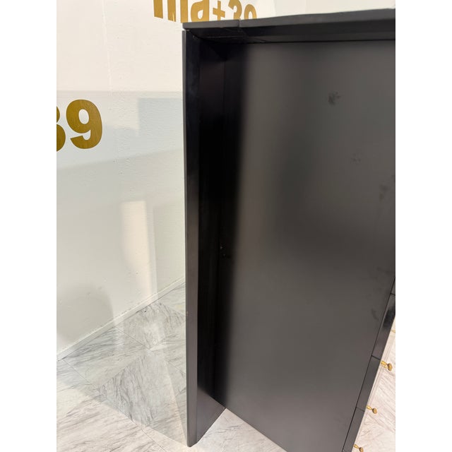 1960s Pierre Cardin Black Lacquered Commode With Brass Details For Sale - Image 9 of 16