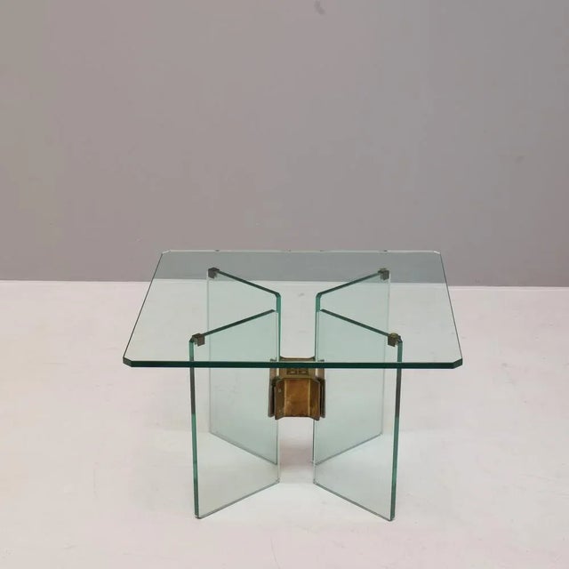 Vintage Coffee Table in Glass and Brass by Peter Ghyczy, 1970s For Sale - Image 9 of 9