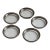 Vintage Dorothy Thorpe-Style Clear Glass Coasters With Silver-Toned Metal Rims – Set of Five For Sale
