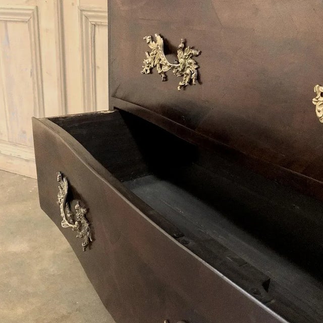 19th Century Italian Walnut and Inlaid Bow Front Commode For Sale - Image 12 of 16