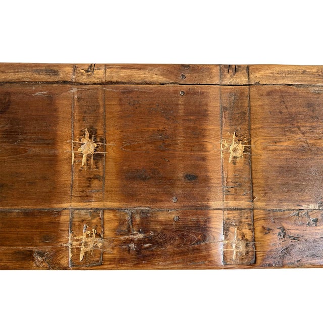 Rustic Vintage Log & Panel Rustic Bench For Sale - Image 3 of 10