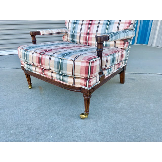 Brown 1970s Mid Century Mahogany Lounge Chairs With Brass Casters- Set of 2 For Sale - Image 8 of 13