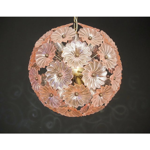 Metal Murano Sputnik Rose Chandelier 51 Daisy Rose Glass Flowers For Sale - Image 7 of 9