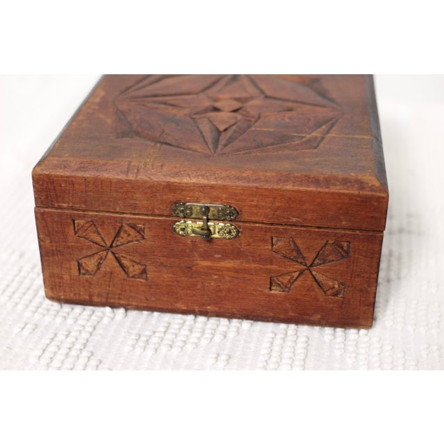 Early 1900s Handcarved Folk Art Box For Sale - Image 4 of 8