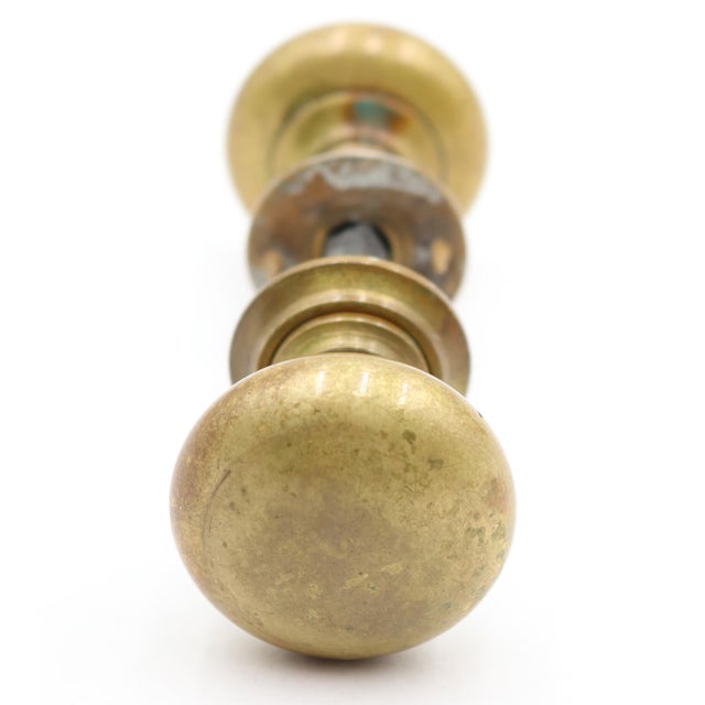Vintage 1.75 In. Plain Brass Passage Door Knob Set For Sale - Image 4 of 6