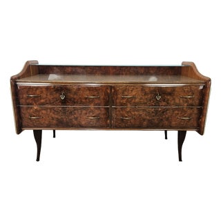 Walnut Burl Chest of Drawers with Double Glass Top, 1950 For Sale