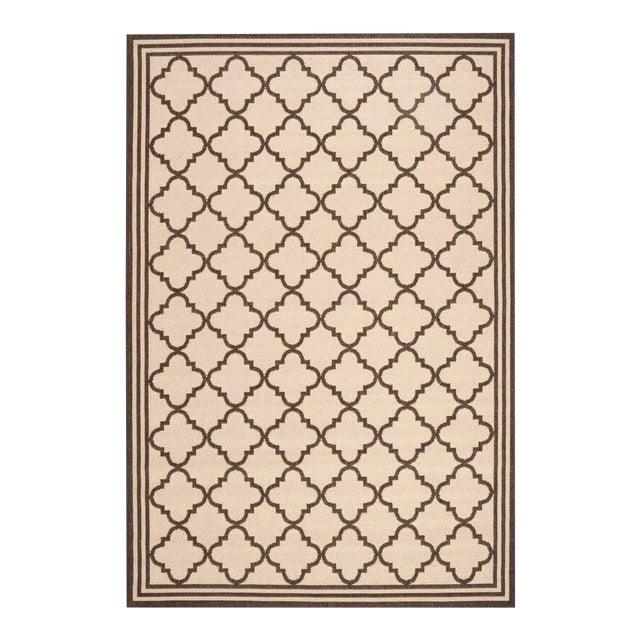 Sea Cottage Indoor Outdoor Rug Cream & Brown 5'3"x7'6" For Sale