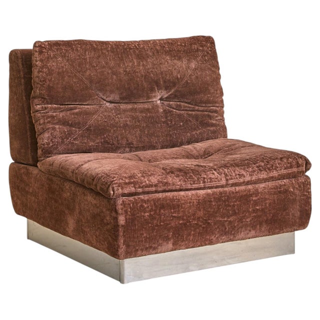 Brown Italian Lounge Chair in Original Chestnut Upholstery, 1970s - 5 Available For Sale - Image 8 of 13