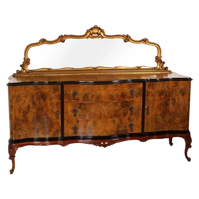 Venetian Walnut Credenza with Gold Leaf Mirror, 1920s For Sale - Image 17 of 17