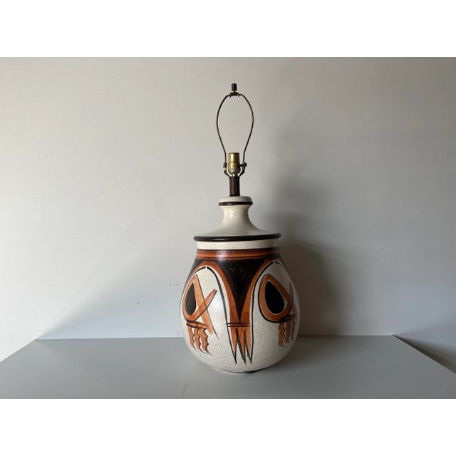 70's Mid-Century Italian Hand - Painted Pottery Table Lamp. For Sale - Image 11 of 13