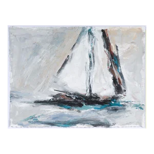 Sailboat on the Waves 20th Century Acrylic on Paper