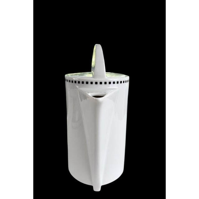 1980s Vintage Swid Powell "Tuxedo" Postmodern Memphis Coffee Pot, Creamer and Sugar Set by Gwathmey Siegel, Black & White 1980s Modernist Design- 5 Pieces For Sale - Image 5 of 12