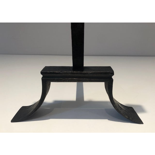 Important Wrought Iron Andirons With a Fleur-de-lys - a Pair For Sale - Image 12 of 12