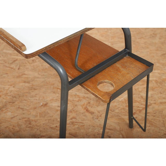 Green Lacquered Steel and Plywood Desk with Resin Tabletop For Sale - Image 4 of 15