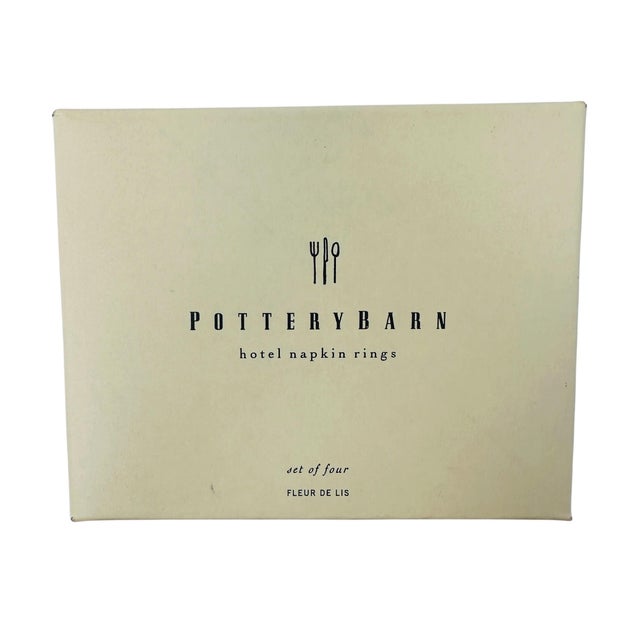 Vintage Pottery Barn Hotel Collection Fleur-De-Lis Silverplate Napkin Rings - Set of 4 For Sale - Image 10 of 11