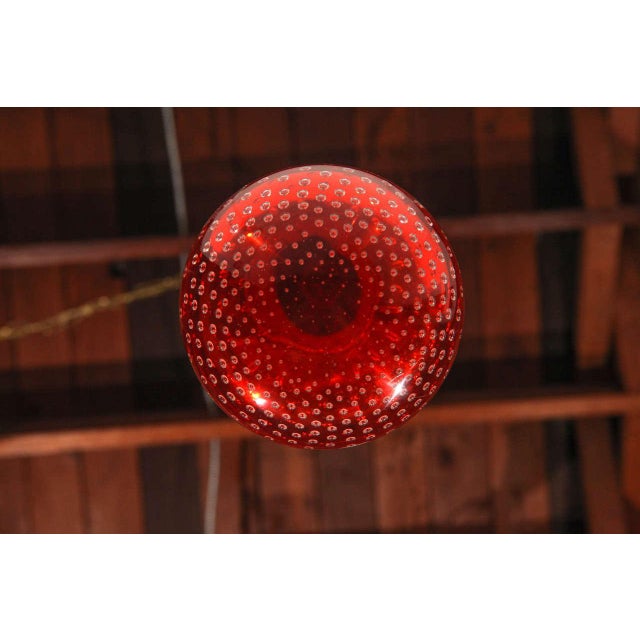 1960s Mid Century Red Glass Ball Pendant in the Style of Seguso For Sale - Image 5 of 6