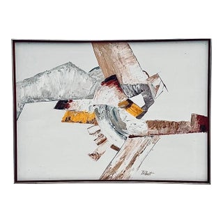 60s Vintage Talbott for Harris Strong Mid Century Modern Abstract Expressionist Brutalist Impasto Oil Painting Framed Signed For Sale