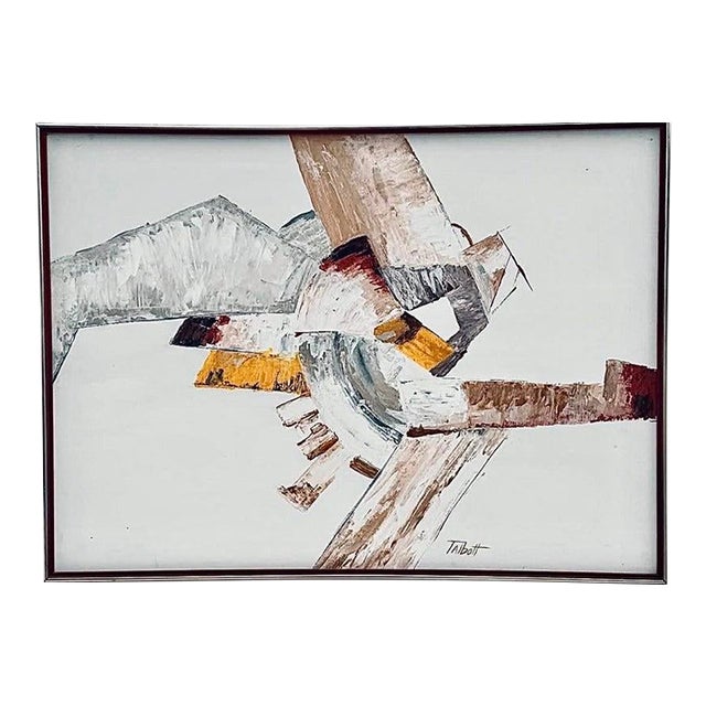 60s Vintage Talbott for Harris Strong Mid Century Modern Abstract Expressionist Brutalist Impasto Oil Painting Framed Signed For Sale