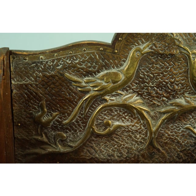 Hand-Embossed Copper Letter Box with Bas-Relief of Birds in Wood, 19th Century For Sale - Image 13 of 18