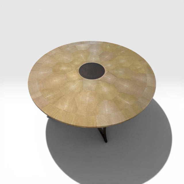 Contemporary Promemoria Erasmo Shagreen and Bronze Center Table For Sale - Image 3 of 11