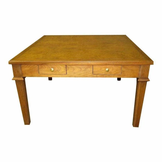 Vintage Baker Burl Wood Table Mid Century Square Coffee 4 Drawers MCM For Sale - Image 13 of 13