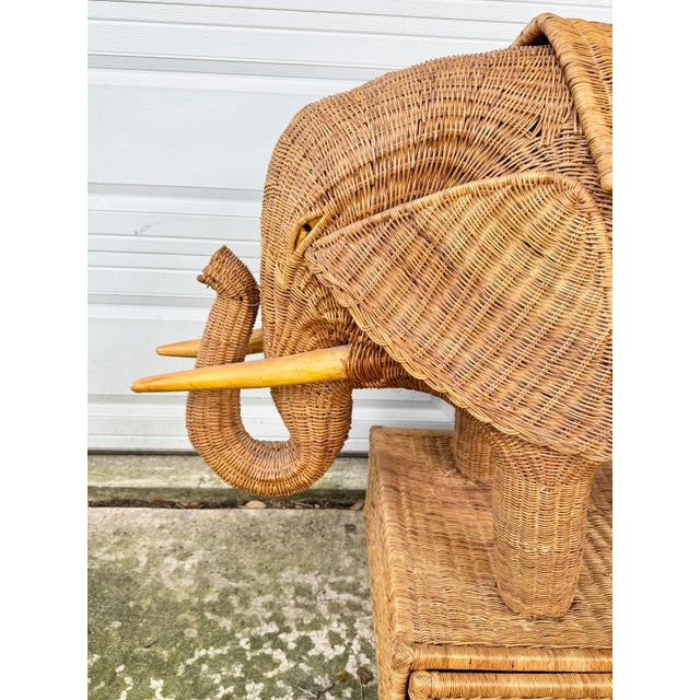 Tan Monumental Vintage Wicker Elephant Bar For Sale - Image 8 of 12