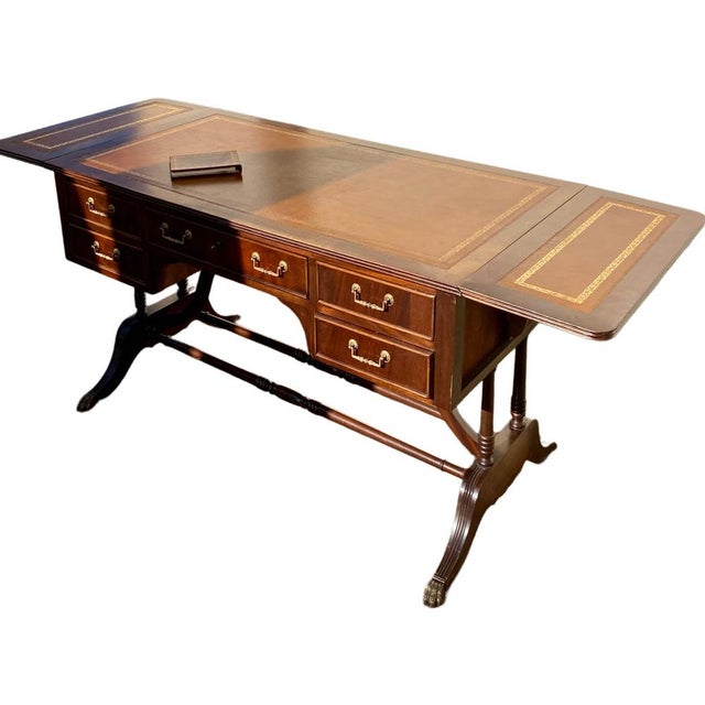 1950s English Desk with Mahogany Extension, 1950s For Sale - Image 5 of 11