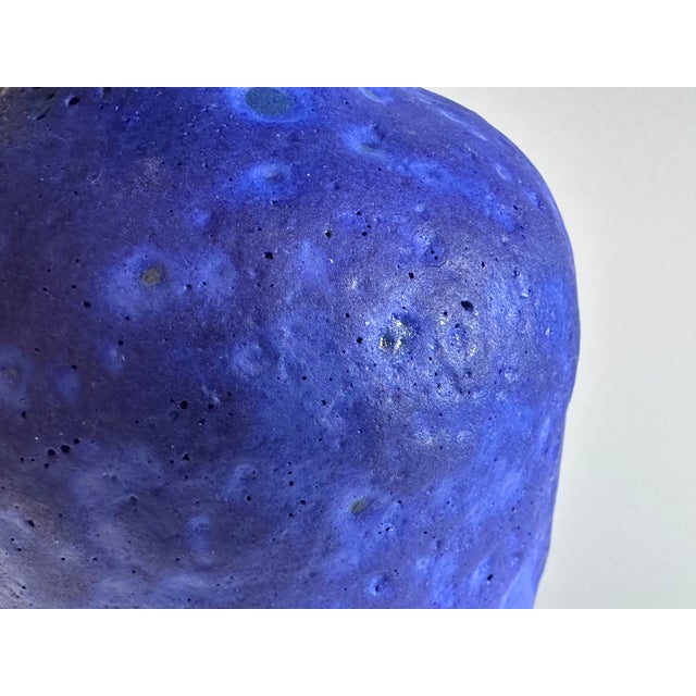 Studio Ceramic Art Vase with Blue Lava Glaze by Hartwig Heyne for Hey Keramik, West Germany, 1970s For Sale - Image 6 of 16