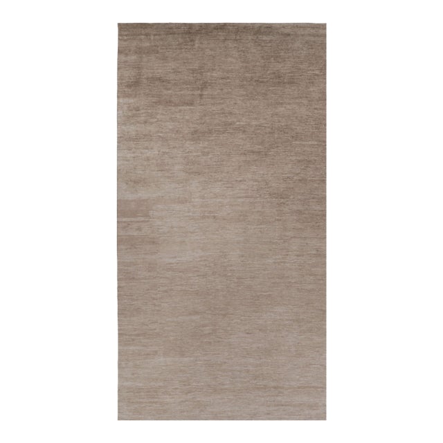 Rug & Kilim’s Oversized Modern Textural Rug in Brown, White and Beige Striae - 10x19 For Sale