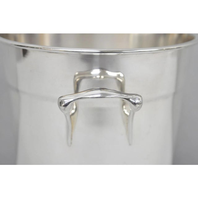 Metal Vintage Crescent Mid Century Modern Silver Plated Champagne Chiller Ice Bucket For Sale - Image 7 of 13