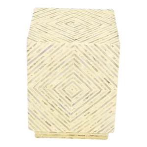 Mid-Century Modern Abalone Tile Decorated Square Pedestal Stand End Table