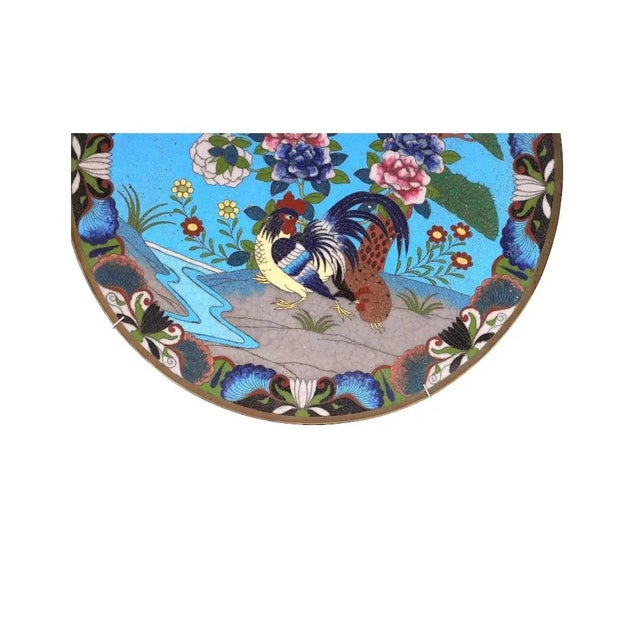 Antique Meiji Japanese Cloisonne Enamel Charger Plate For Sale In New York - Image 6 of 8