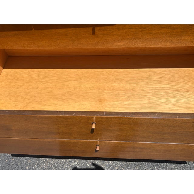 Wood Fine Vintage MCM Sculpted Walnut Gentleman’s Tall Dresser For Sale - Image 7 of 8