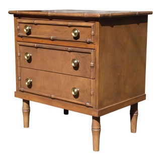 Vintage Ficks Reed Faux Bamboo 3 Drawer Small Chest Nightstand End Table For Sale