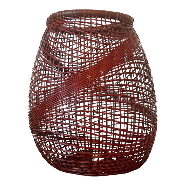 Japanese Bamboo Basket Ikebana by Abe Motoshi For Sale