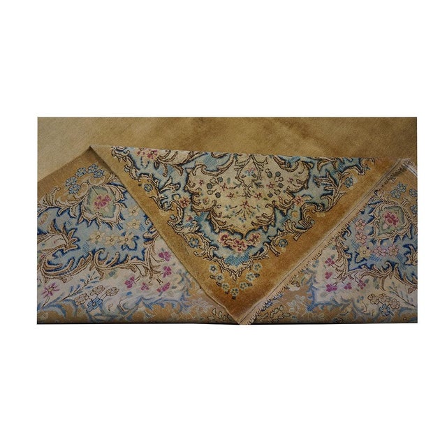 Textile Antique Persian Kerman Wool 10x14 Gold, Blue & Ivory Handmade Area Rug #9901155 For Sale - Image 7 of 8