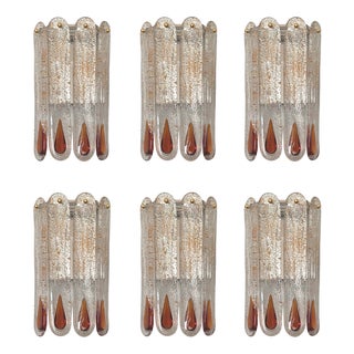 Mid-Century Modern Italian Murano Wall Sconces from Mazzega, 1970s, Set of 6 For Sale