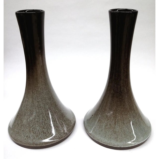 Artisan Mottled Ceramic Vases- A Pair For Sale - Image 10 of 11