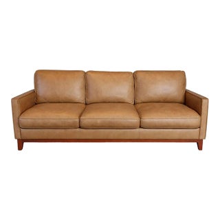 Brown Leather Sofa Couch by Leather Italia. Mid-Century Modern Vibe. McM. For Sale
