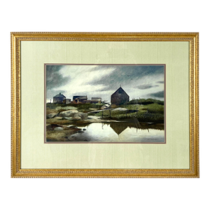 Fishing Village - Massachusetts Watercolor on Paper by Richard Clark Hare