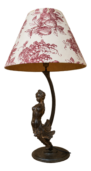 Large Art Nouveau Lamp with Female Figure in Cast Iron, 1920s