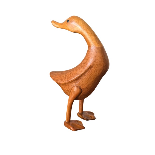 DCUK Hand-Carved Natural Wooden Duck Sculpture – Organic Modern Folk Art Figurine, Sustainable Bamboo Root Decor...