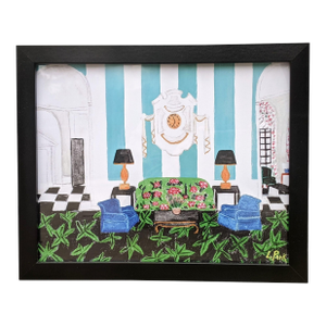Original Fauvist Greenbrier Resort Hotel "Lobby Lounge" Dorothy Draper Interior Art