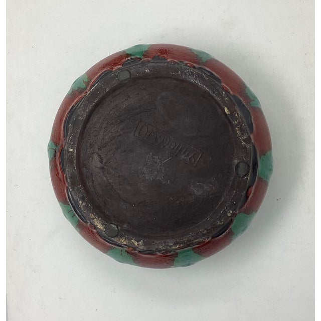 Mid-Century Modern Vintage Majolica Style Red Lilly Pond With 10 Frogs Perched on Edge. For Sale - Image 3 of 4