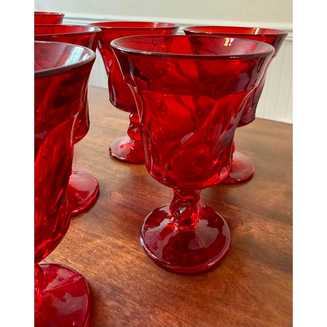 Mid 20th Century Fostoria Jamestown Ruby Red Water Goblets - Set of 5 For Sale - Image 6 of 12