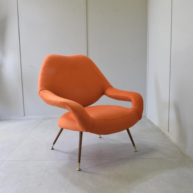 Metal DU 55 Armchair in Walnut and Brass by Gastone Rinaldi for Rima, 1950s For Sale - Image 7 of 12
