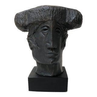 1970s Brutalist Style Cast Sculpture of Spanish Bull Fighter For Sale