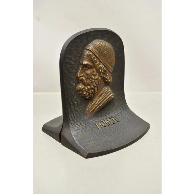 Classical Roman Vintage Bradley & Hubbard Cast Iron Dante and Homer Bookends - A Pair For Sale - Image 3 of 12