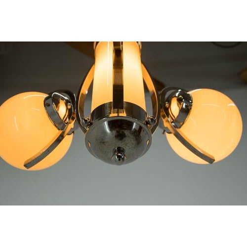 Art Deco Chandelier in Glass and Nickel, Europe, 1930s For Sale - Image 6 of 13